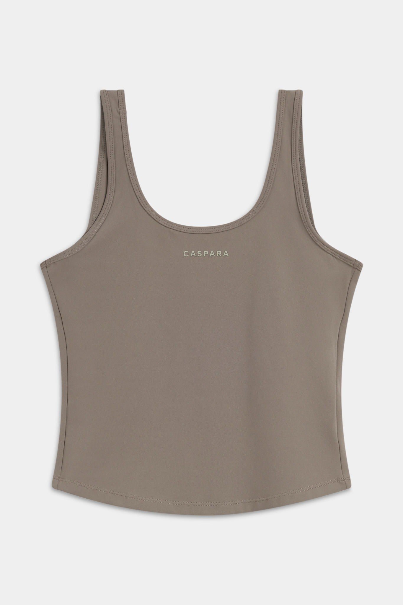 Front view of the women's CASPARA Cloudform square neck top in truffle on a neutral background.
